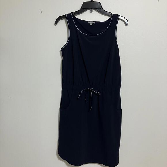 T by Talbots Sleeveless Drawstring Waist Navy Blue Dress XS - Picture 1 of 4